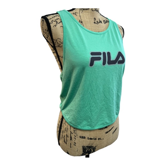 FILA FIT AND FABULOUS Trainer Crop Top Green Criss Cross with Tie in back XL NWT - Picture 5 of 16